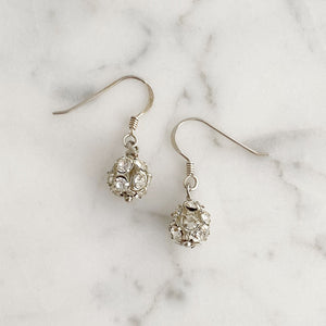 LOLA silver rhinestone ball earrings - 