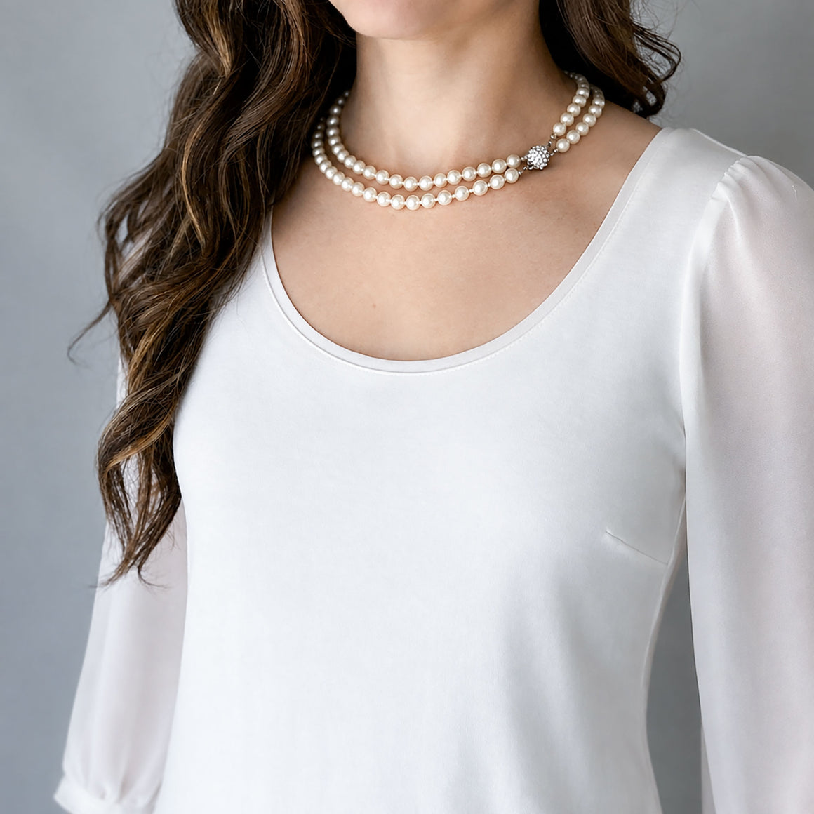 LUELLA vintage hand knotted pearl rhinestone ball necklace-GREEN BIJOU