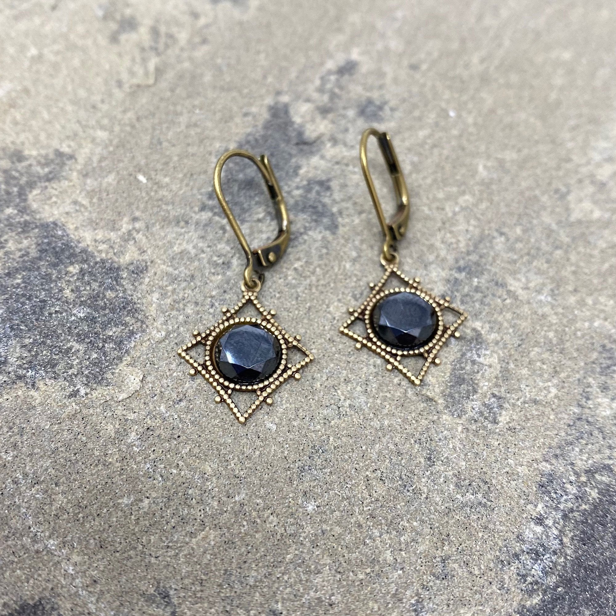 Hematite drop earrings deals