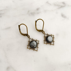 LUIS hematite drop earrings - 