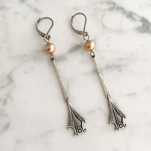 LUISA Swarovski pearl Art Deco earrings - 