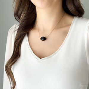 LUKAS vintage onyx 14kt gold necklace - 