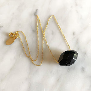 LUKAS vintage onyx 14kt gold necklace - 