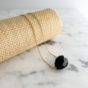 LUKAS vintage onyx 14kt gold necklace - 