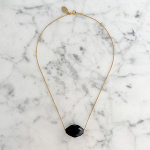LUKAS vintage onyx 14kt gold necklace-GREEN BIJOU