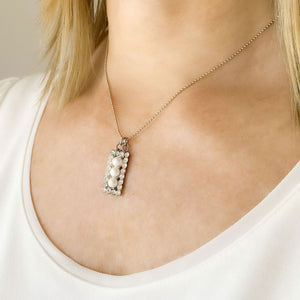 LYNWOOD silver pearl and clear rhinestone pendant necklace - 