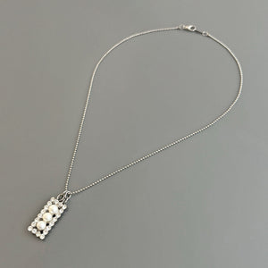LYNWOOD silver pearl and clear rhinestone pendant necklace - 