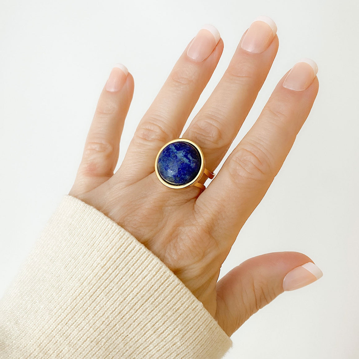 Lapis Lazuli Statement Ring | Adjustable Gold Ring | THATAM-GREEN BIJOU