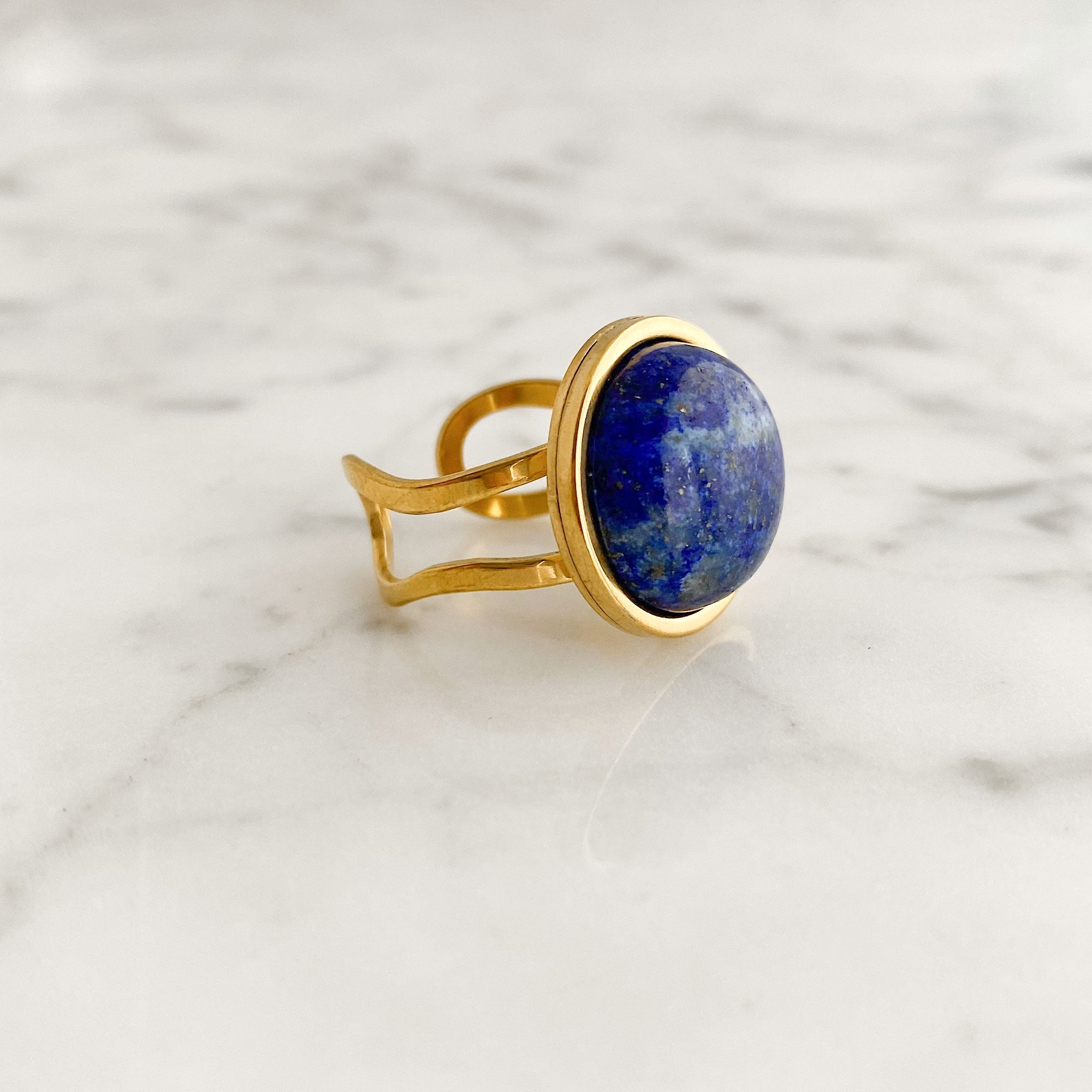 Lapis Lazuli Statement Ring | Adjustable Gold Ring | THATAM-GREEN BIJOU