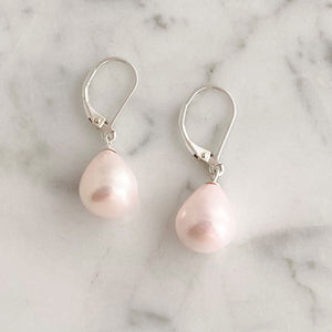 MAGGIE pink mother of pearl teardrop earrings - 