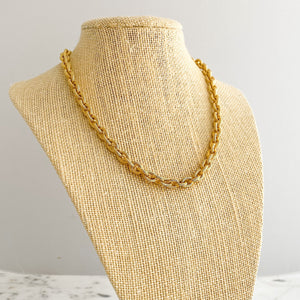 MAKAYLA textured gold chain necklace - 