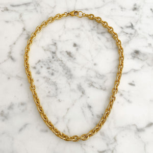 MAKAYLA textured gold chain necklace-GREEN BIJOU