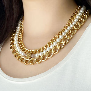 MALA 2 in 1 pearl and gold necklace - 