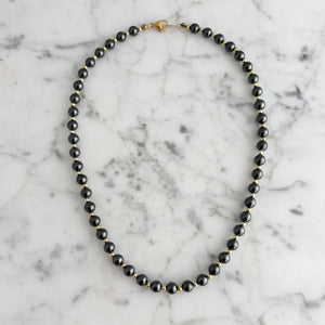MANNY vintage pure hematite (non-magnetic) beaded necklace-GREEN BIJOU