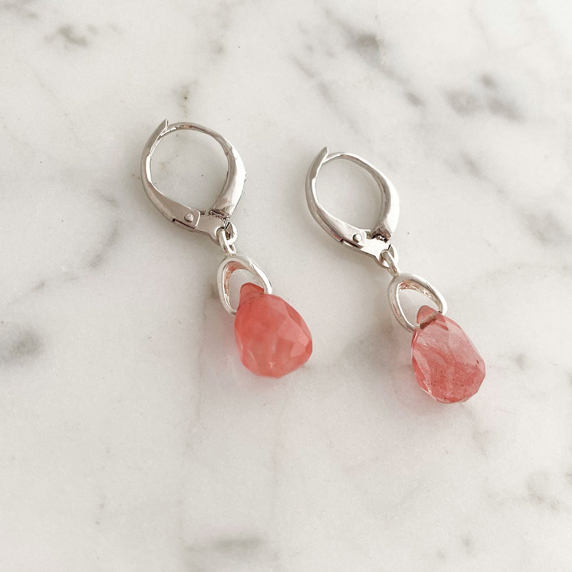 MARCEL pink crystal and sterling earrings-GREEN BIJOU