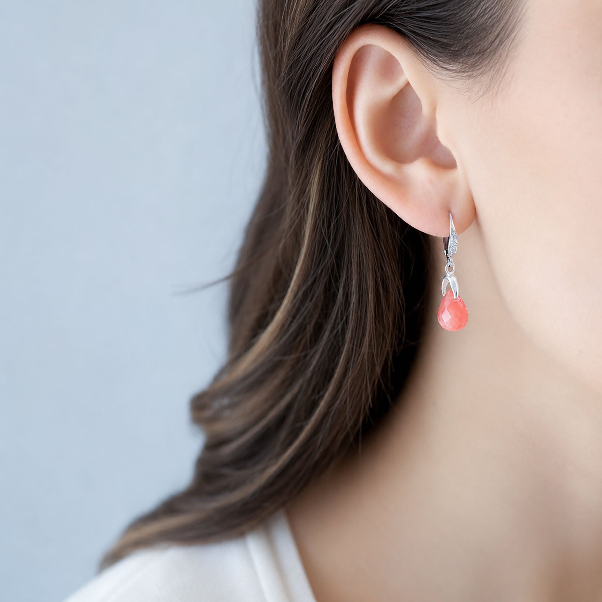 MARCEL pink crystal and sterling earrings-GREEN BIJOU