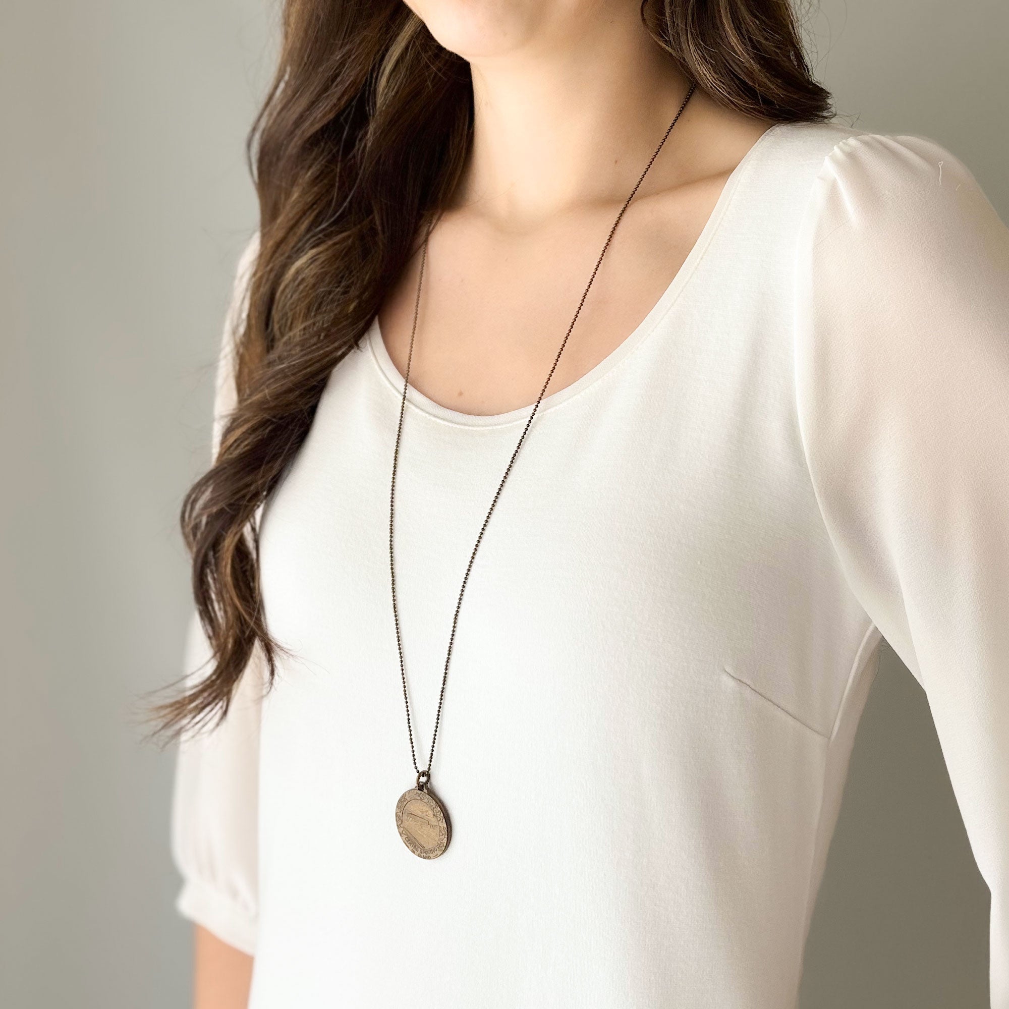 MARCO vintage Italian brass pendant necklace - Main Image