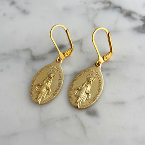 MARY vintage Virgin Mary devotional medal earrings - 