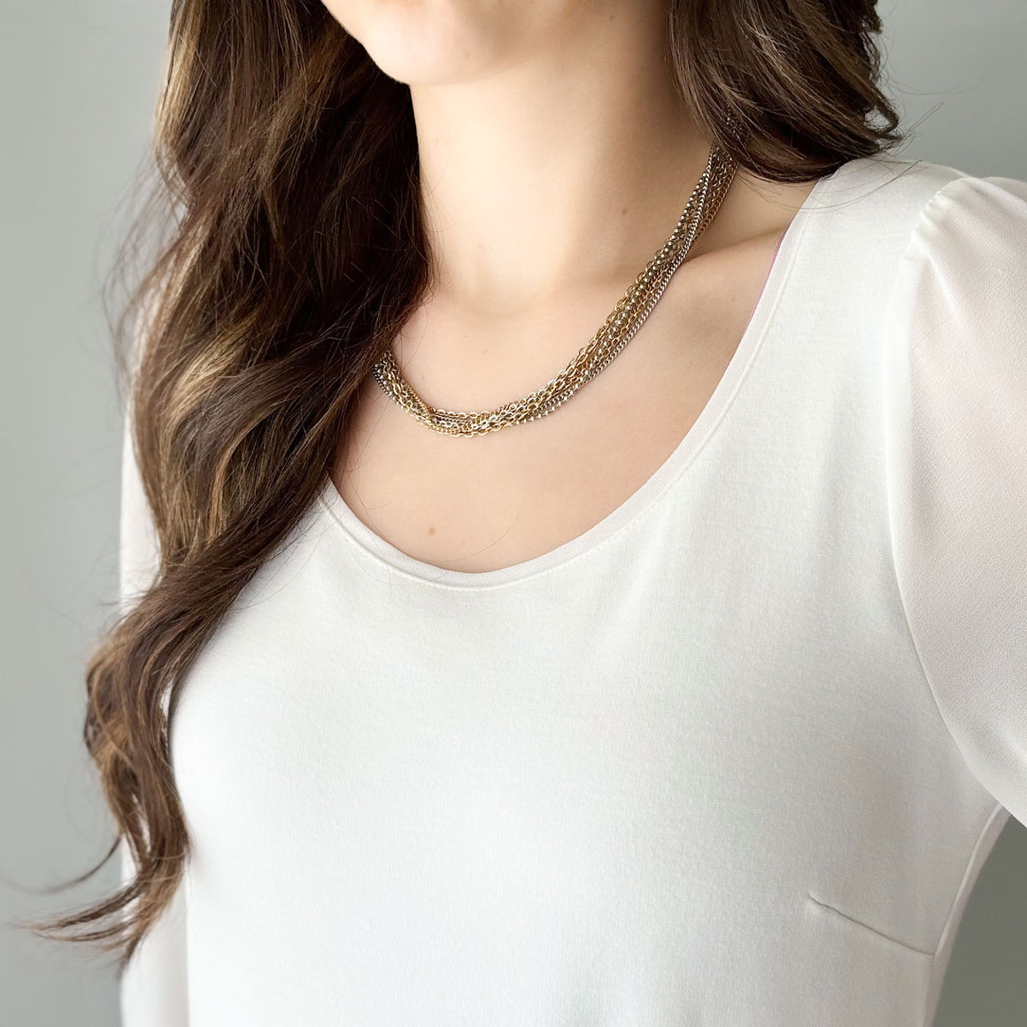 MASON mixed metal chain necklace-GREEN BIJOU