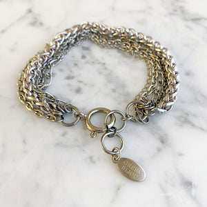 MASON silver multi chain bracelet-GREEN BIJOU