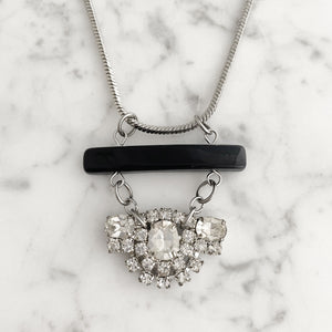 MAXWELL silver crystal necklace-GREEN BIJOU