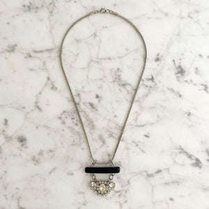 MAXWELL silver crystal necklace-GREEN BIJOU