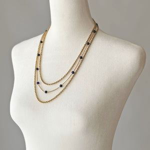 MCGREGOR blue tiger eye beaded gold chain layered necklace - 