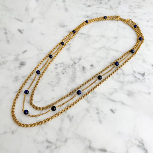 MCGREGOR blue tiger eye beaded gold chain layered necklace - 