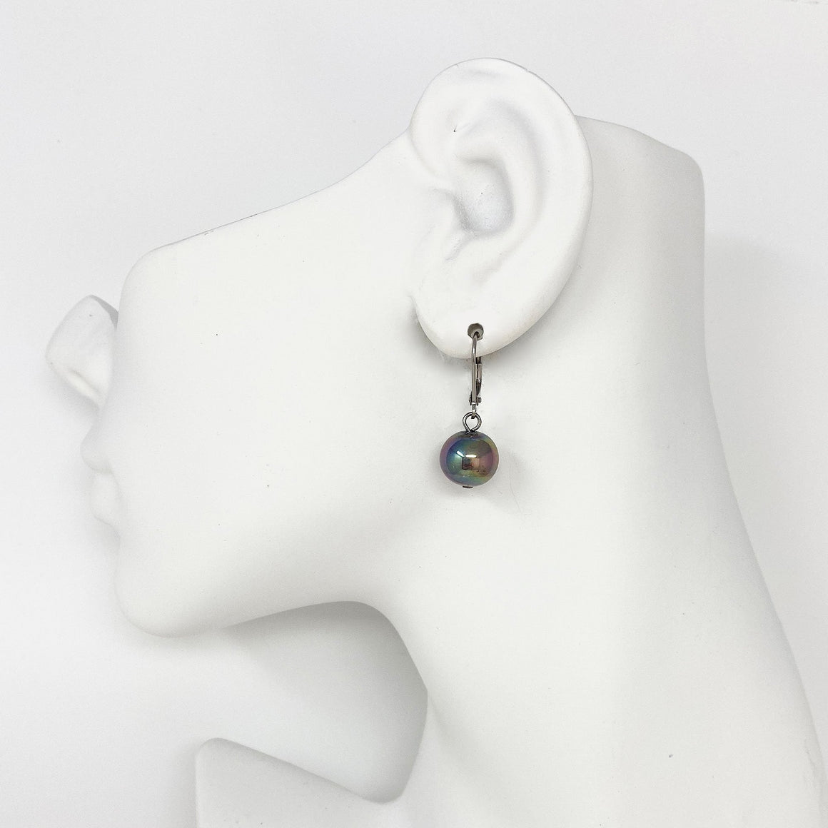 MEG vintage electroplated bead earrings-GREEN BIJOU