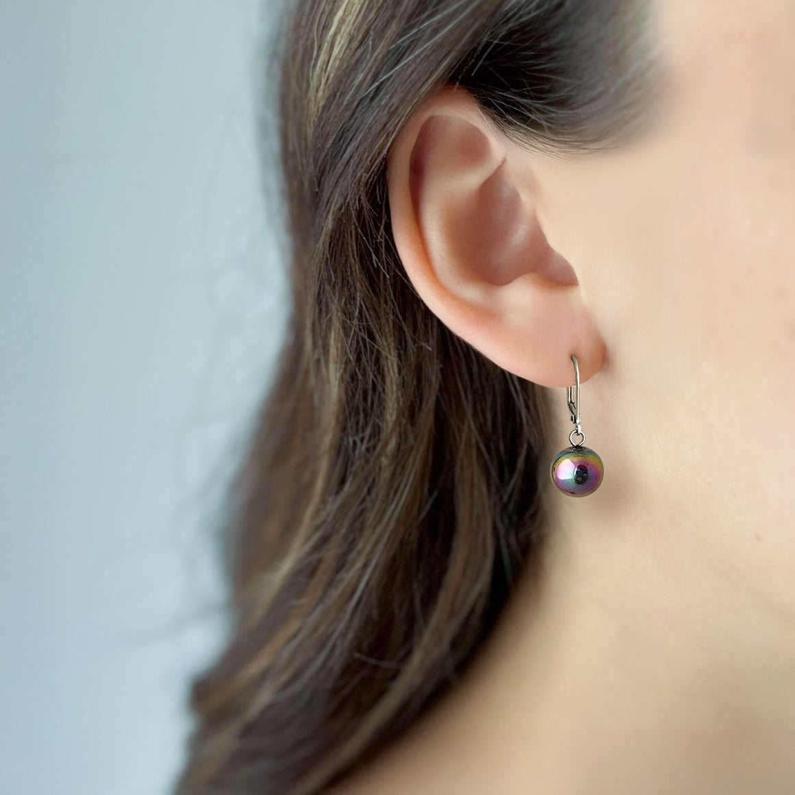 MEG vintage electroplated bead earrings-GREEN BIJOU