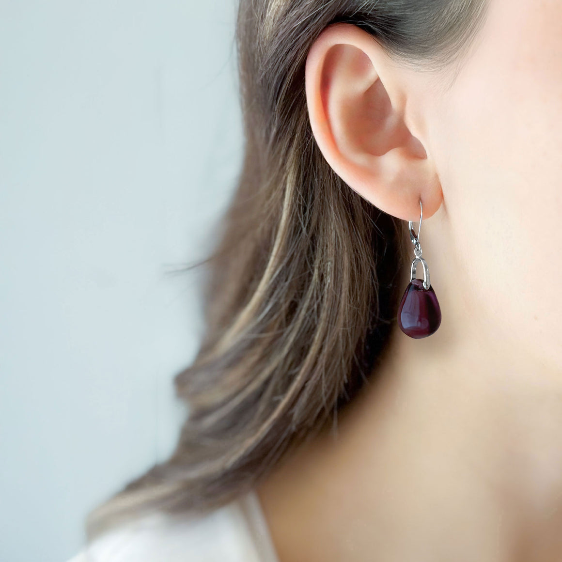 MELANIE antique french amethyst sterling earrings-GREEN BIJOU