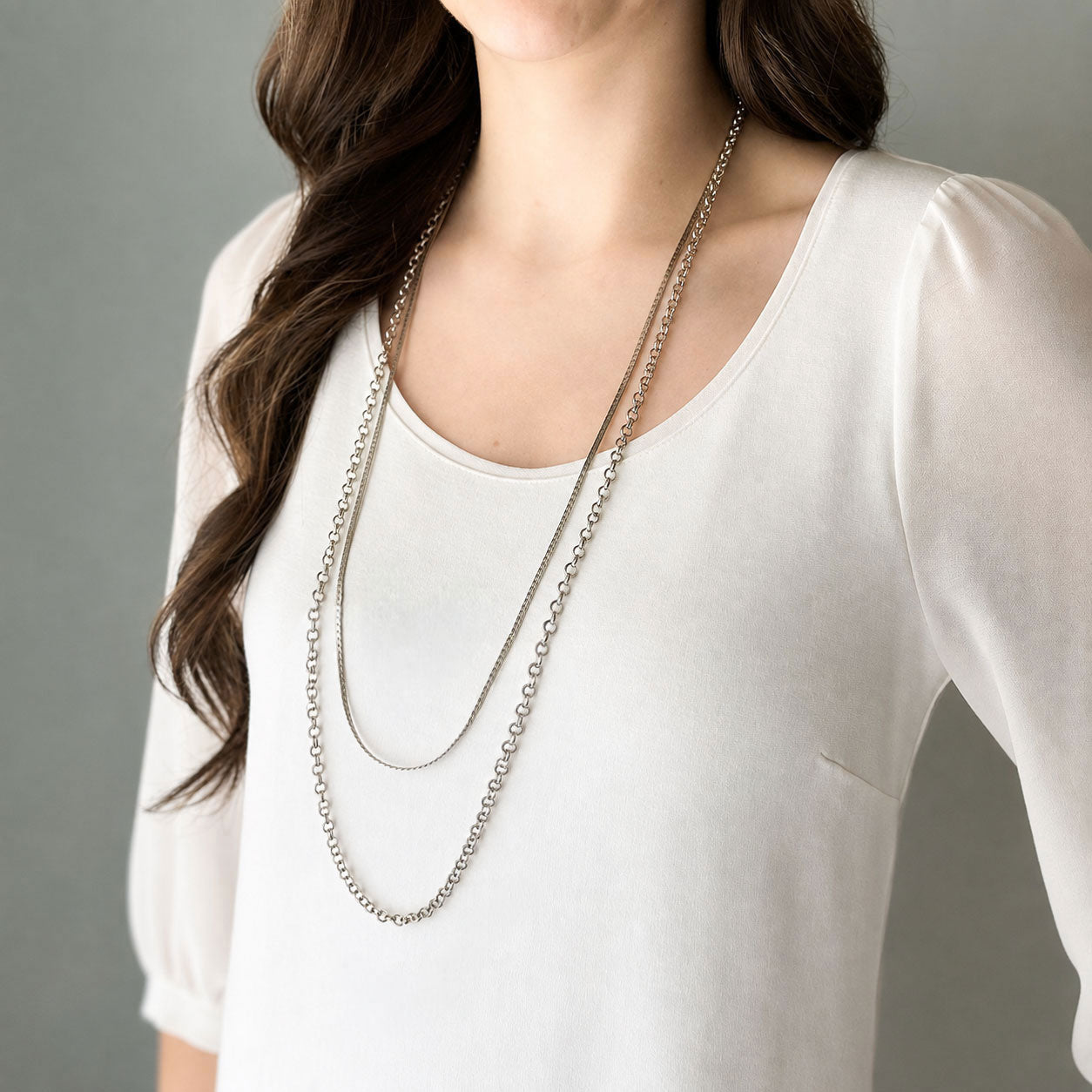 MEYER multi herringbone necklace-GREEN BIJOU