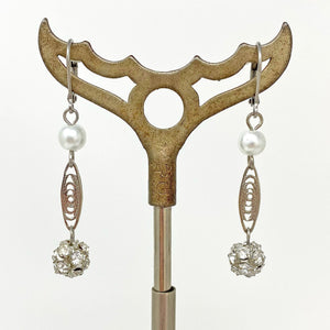 MISSY silver rhinestone ball earrings - 