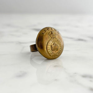 MITCHELL Canadian Military brass button ring-GREEN BIJOU