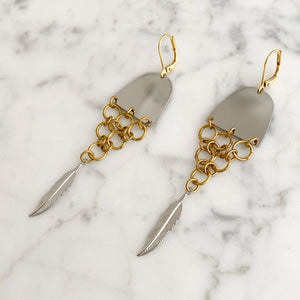 MONOHAN silver and brass fishtail earrings - 