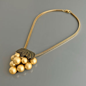 NADRA antique bronze and pearl cluster dress clip necklace - 