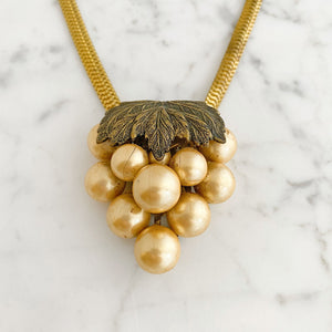 NADRA antique bronze and pearl cluster dress clip necklace - 