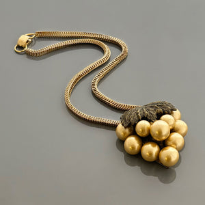 NADRA antique bronze and pearl cluster dress clip necklace - 