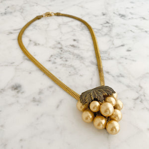 NADRA antique bronze and pearl cluster dress clip necklace - 
