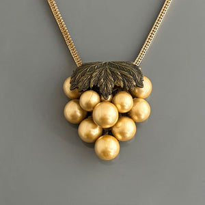 NADRA antique bronze and pearl cluster dress clip necklace - 