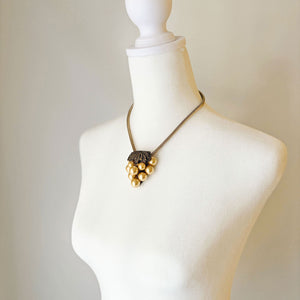NADRA antique bronze and pearl cluster dress clip necklace - 