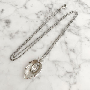 NICOLA vintage crystal leaf pendant necklace - 