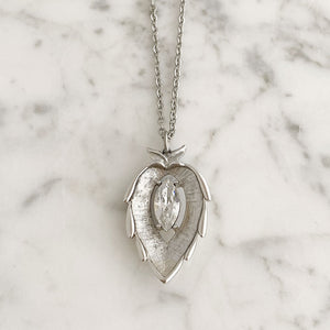 NICOLA vintage crystal leaf pendant necklace - 