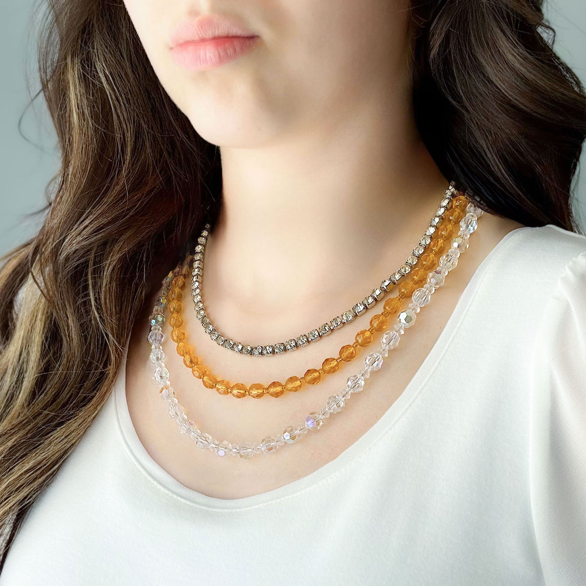 NIKOLA aurora borealis and topaz crystal rhinestone necklace-GREEN BIJOU