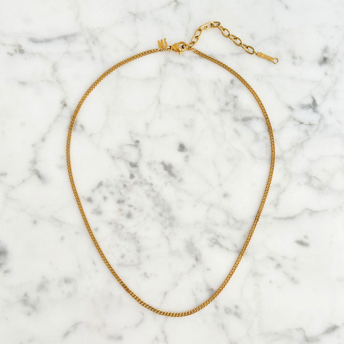 NINA vintage Nina Ricci gold tone curb chain necklace-GREEN BIJOU