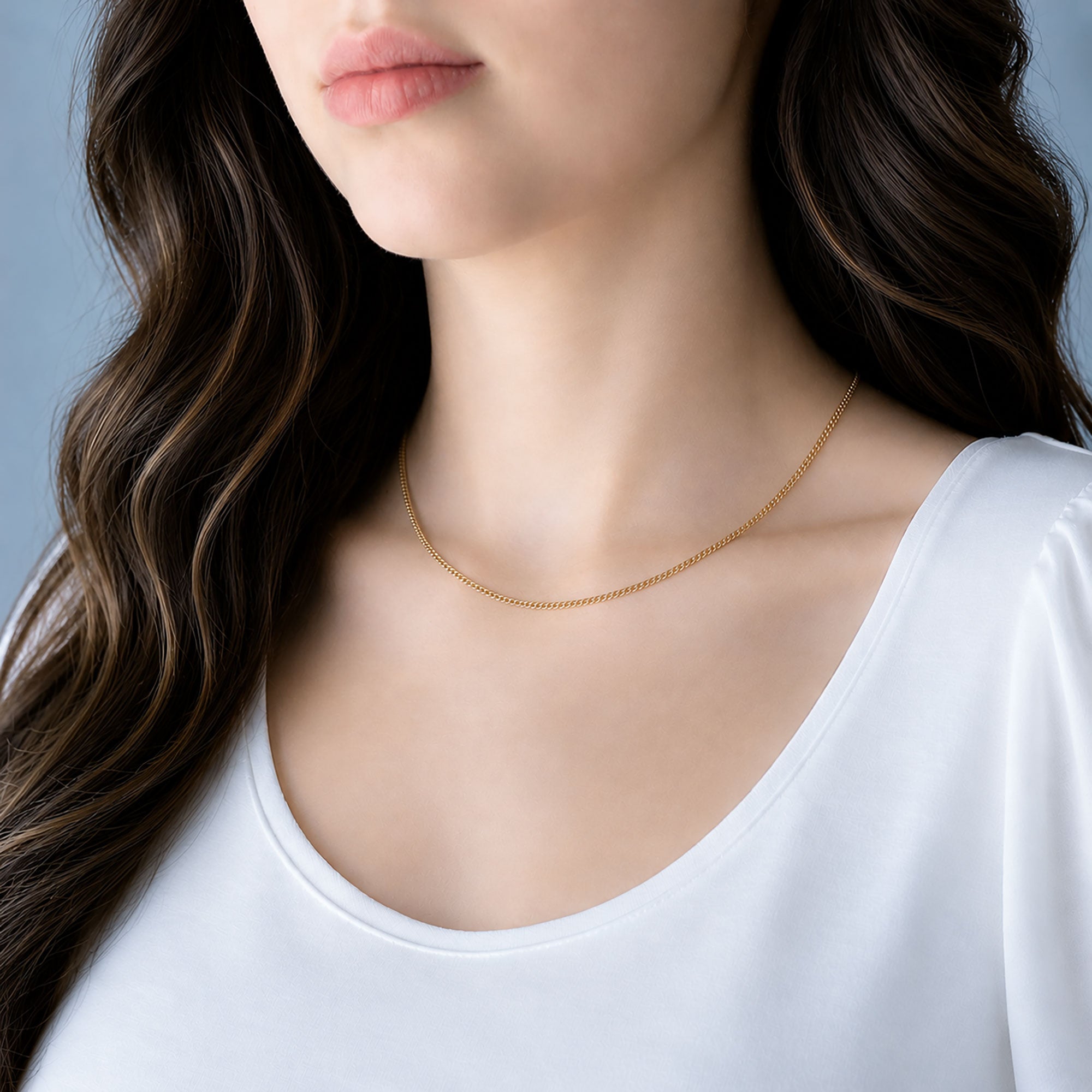 NINA vintage Nina Ricci gold tone curb chain necklace-GREEN BIJOU
