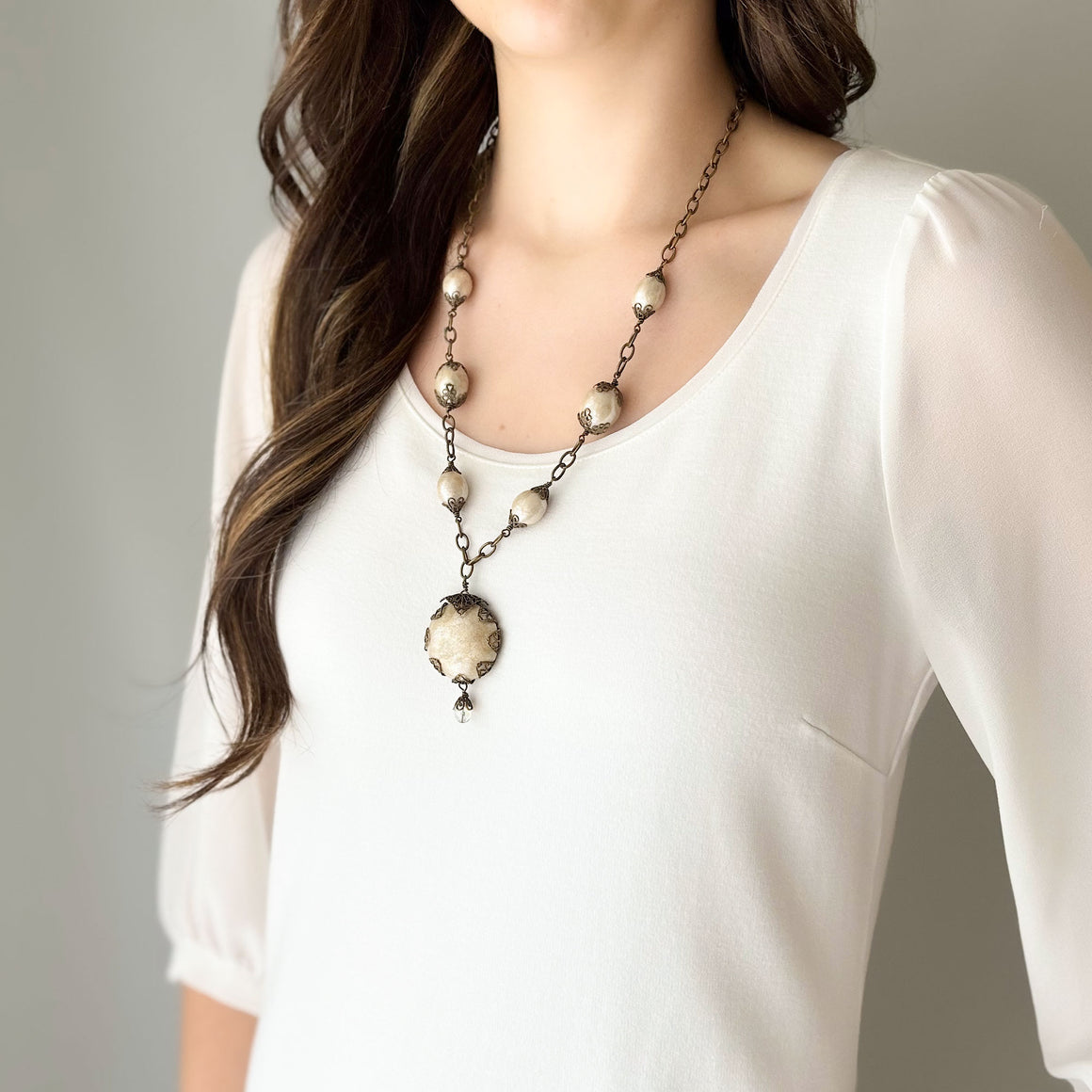 NORMAND Victorian pendant necklace-GREEN BIJOU