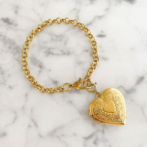 ORLA gold heart locket bracelet-GREEN BIJOU