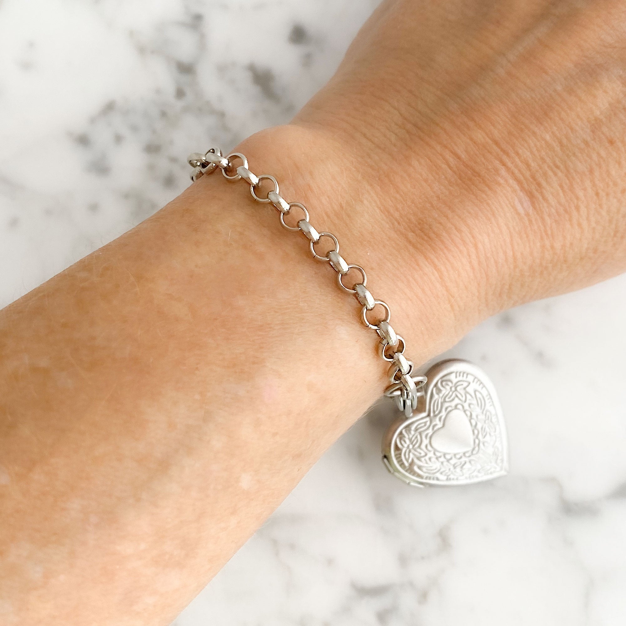 Silver Heart Locket Bracelet