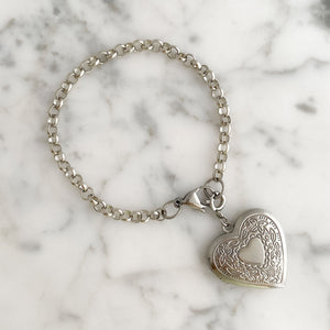 ORLA silver heart locket bracelet-GREEN BIJOU